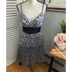 Vintage SPEECHLESS Womens Dress 13 Silver Satin Strappy Babydoll Retro Grunge